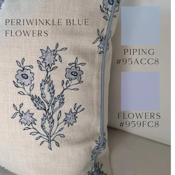 Jillien Harbor Throw Pillow Cover Mary in Off-White Periwinkle Floral 19" x 19" - Picture 2 of 4